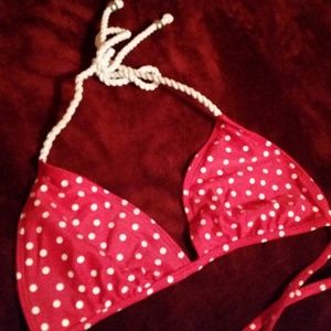 Red Polka Dot String Bikini Top